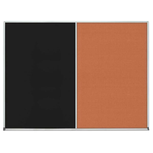 United Visual Products Double Door Radius Corkboard, 48"x36", Sat UV7003RC-SATIN-FORBO - main